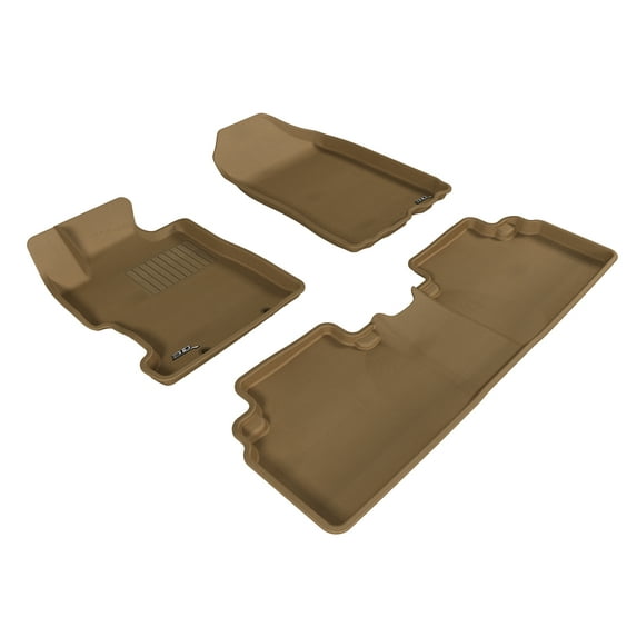 3D MAXpider All-Weather Custom Fit Floor Liners for Honda Civic Sedan (FA) 2006-2011, KAGU Series (Complete Set) 1st & 2nd Row, Tan