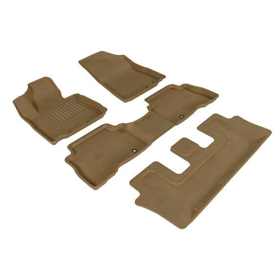 3D MAXpider All-Weather Custom Fit Floor Liners for KIA Sorento (7-Seater) 2014-2015, KAGU Series (Complete Set) 1st, 2nd & 3rd Row, Tan