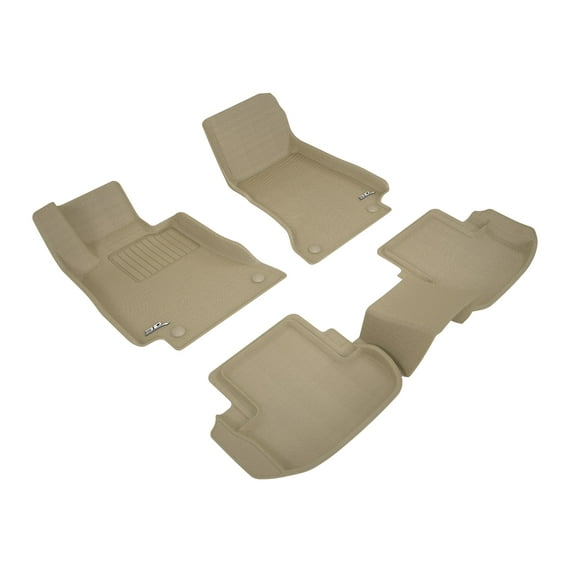 "3D MAXpider All-Weather Custom Fit Floor Liners for Mercedes-Benz E-Class Coupe (C238) 2018-2022, KAGU Series (Complete Set) 1st & 2nd Row, Tan"