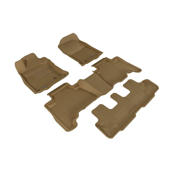 3D MAXpider All-Weather Custom Fit Floor Liners for Toyota 4Runner 2010-2012, KAGU Series (Complete Set) 1st, 2nd & 3rd Row, Tan