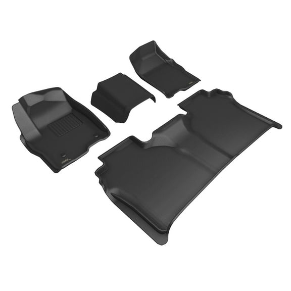 3D MAXpider Custom Fit Kagu Floor Mat (Black) Compatible with Gmc Sierra 1500 Crew Cab 2019-2025/2500Hd/3500Hd Crew Cab 2020-2025 Bench Seat (Vinyl Floor, w/Carpeted Storage) - Full Set