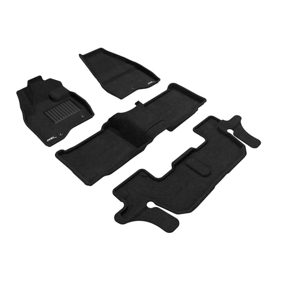 3D MAXpider Elegant Floor Mat (Black) Compatible with Ford Explorer 2017-2019 (w/Bench 2nd Row, Single Post on Front Passenger's Floor) - Full Set