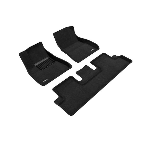 3D MAXpider Custom Fit Elegant Floor Mat (Black) for 2018-2019 Tesla Model 3-1ST Row 2ND Row