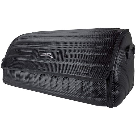 3D MAXpider Handy Trunk Organizer with Lid (Black) - Large Capacity, Waterproof, Foldable, Compatible with SUV, Sedan, and Tools (Carbon Fiber, 27.5"x12"x12.5")