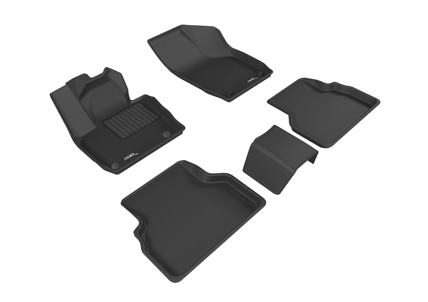 3D MAXpider L1AD03901509 Complete Set Custom Fit All-Weather Floor Mat for Select Audi Q3 Models - Kagu Rubber (Black)