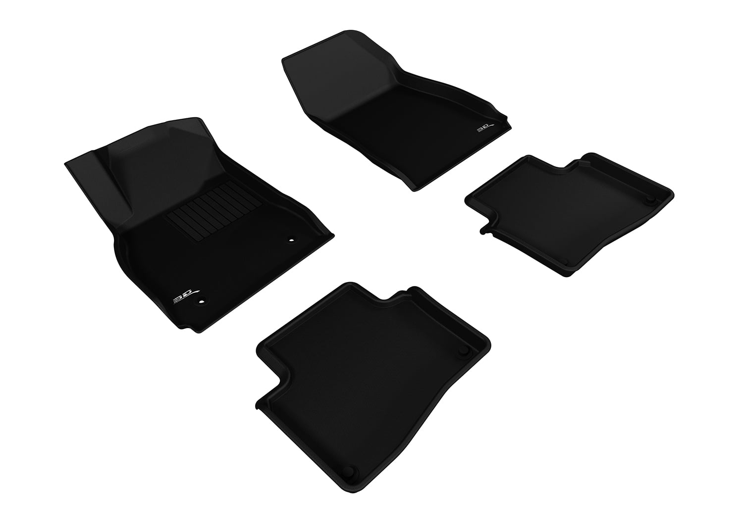 3D MAXpider - L1CD01101509 Complete Set Custom Fit All-Weather Floor Mat for Select Cadillac XTS Models - Kagu Rubber (Black)