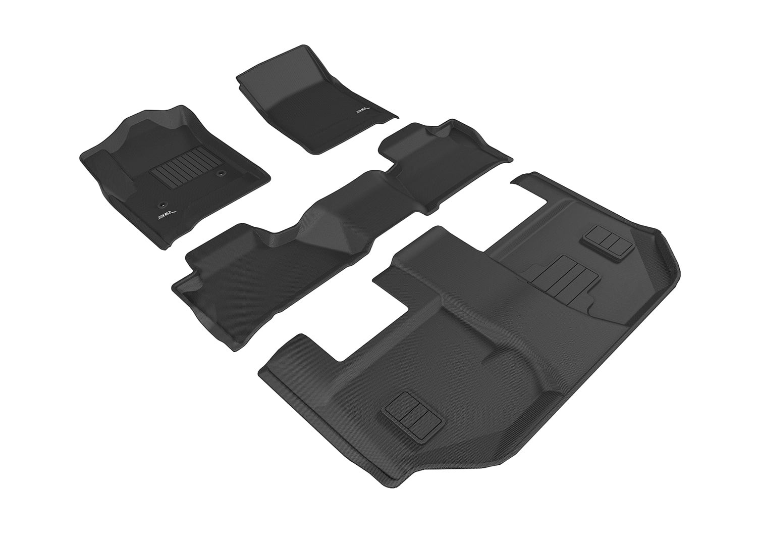 3D MAXpider Custom Fit KAGU Floor Mat (BLACK) for 2015-2020 CHEVROLET SUBURBAN - 1ST ROW 2ND ROW 3RD ROW