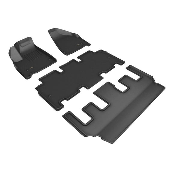 3D MAXpider Custom Fit All Weather Floor Mats for Chrysler Pacifica Hybrid Limited 2021-2023 Kagu Series, Black Row 1, 2, and 3