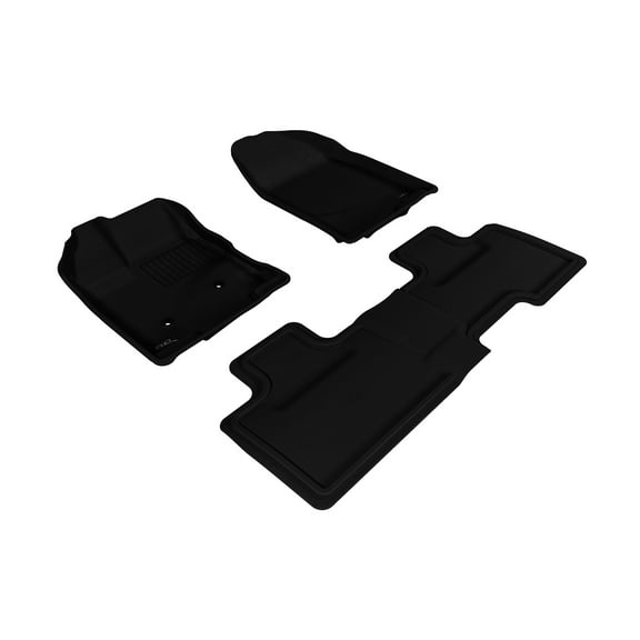 3D MAXpider Custom Fit Kagu Floor Mat (Black) Compatible with Ford Edge 2007-2014 - Full Set