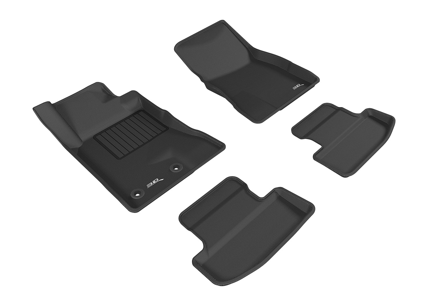 3D MAXpider Custom Fit Kagu Floor Mat (2 Eyelets, Black) Compatible with Ford Mustang 2015-2025 - Full Set