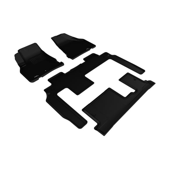 3D MAXpider Complete Set Custom Fit All-Weather Floor Mat for Select GMC Acadia/ Acadia Denali/ Acadia Limited Models - Kagu Rubber (Black)