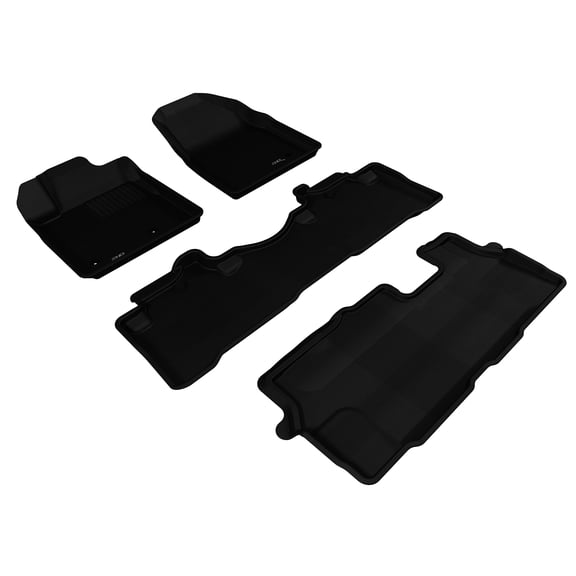 3D MAXpider Custom Fit Kagu Floor Mat (Black) for 2009-2015 Honda Pilot - 1ST Row 2ND Row 3RD Row
