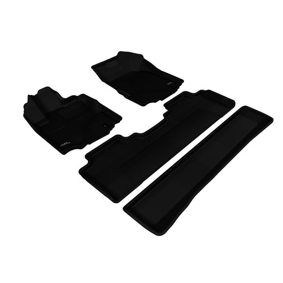 3D MAXpider Custom Fit KAGU Floor Mat (BLACK) Compatible with HONDA RIDGELINE 2006-2014 - Full Set