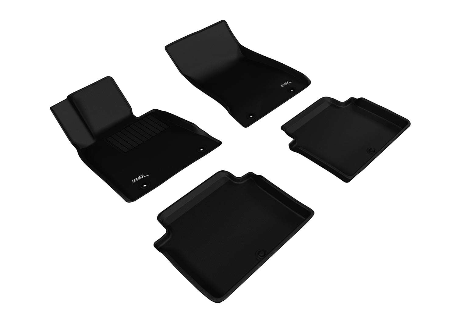 3D MAXpider Custom Fit KAGU Floor Mat (BLACK) Compatible with HYUNDAI GENESIS RWD SEDAN 2015-2016 - Full Set