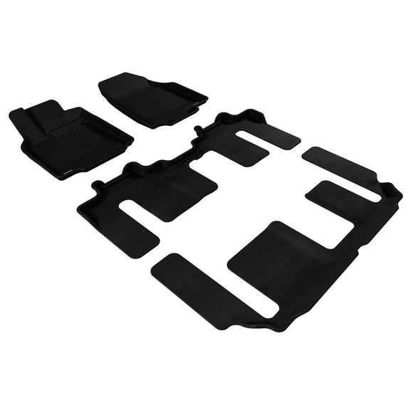3D MAXpider - L1MZ01701509 Complete Set Custom Fit All-Weather Floor Mat for Select Mazda CX-9 Models - Kagu Rubber (Black)