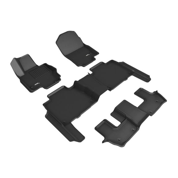 3D MAXpider Custom Fit Kagu Floor Mat (Black) Compatible with Mercedes GLS 7-Seat (X167) 2020-2025/Amg Gls63 2021-2024 (w/o Rear Seat Pkg) - Full Set