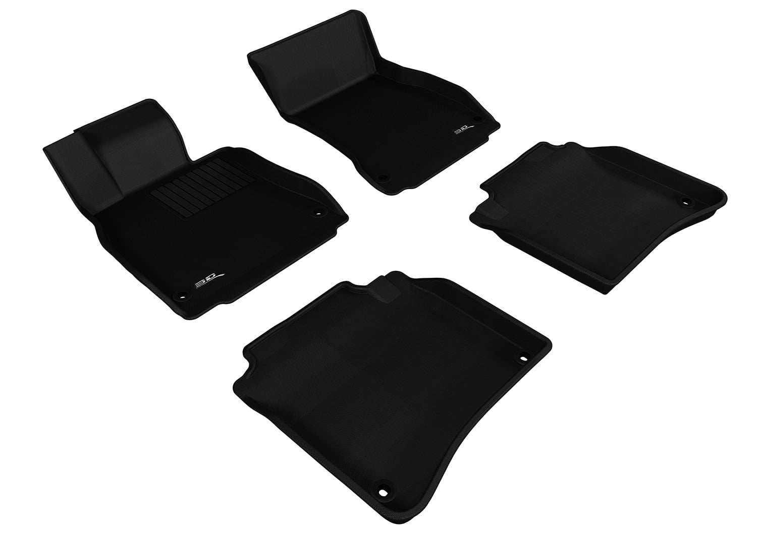 3D MAXpider Custom Fit Kagu Floor Mat (Black) Compatible with Mercedes-Benz S-Class / S63/S65 AMG Sedan (W222) 2014-2020 - Full Set