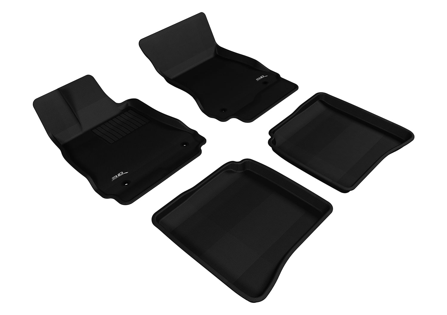 3D MAXpider Complete Set Custom Fit All-Weather Floor Mat for Select Mercedes-Benz S-Class Models - Kagu Rubber (Black)