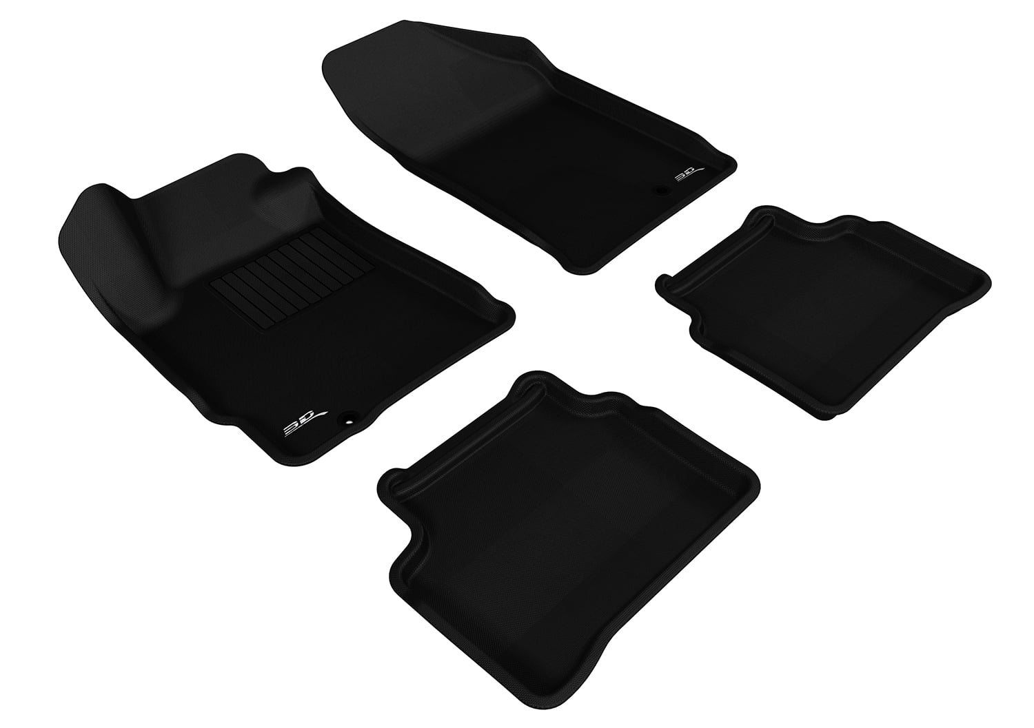 3D MAXpider Custom Fit KAGU Floor Mat (BLACK) for 2007-2012 NISSAN ALTIMA - 1ST ROW 2ND ROW