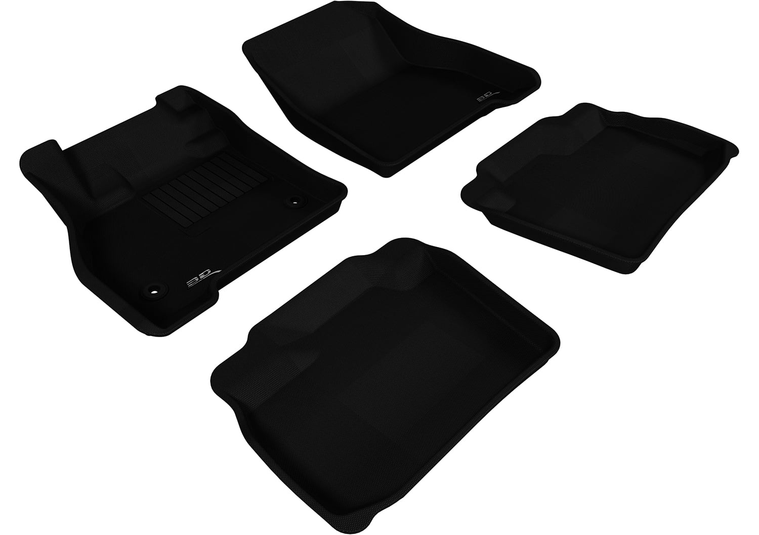 3D MAXpider Complete Set Custom Fit All-Weather Floor Mat for Select Nissan Leaf Models - Kagu Rubber (Black)