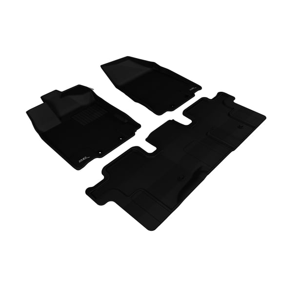 3D MAXpider Custom Fit Kagu Floor Mat (Black) Compatible with Nissan Pathfinder 2013-2020 - First & Second Row
