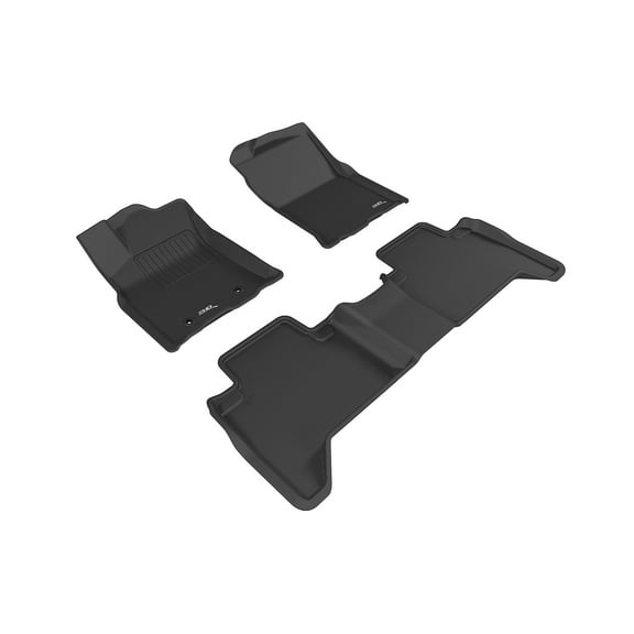 3D MAXpider Custom Fit Kagu Floor Mat (Black) Compatible with Toyota Tacoma Double Cab (Passenger's Side No Retention) 2016-2023 - Full Set