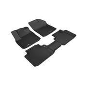 3D MAXpider Complete Set Custom Fit Kagu All-Weather Floor Mats (Black) Compatible With Volkswagen Atlas 2018-2025 / Atlas Cross Sport 2020-2024 Kagu Black R1 R2