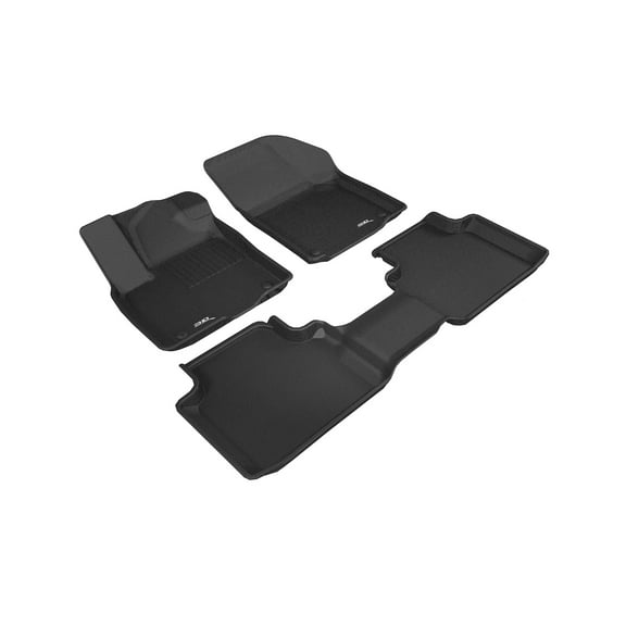 3D MAXpider Complete Set Custom Fit Kagu All-Weather Floor Mats (Black) Compatible With Volkswagen Atlas 2018-2025 / Atlas Cross Sport 2020-2024 Kagu Black R1 R2