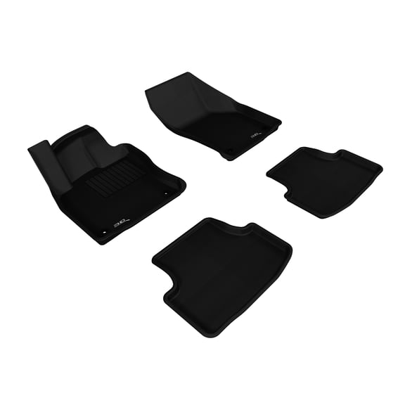 3D MAXpider All-Weather Floor Mats for Volkswagen Golf/Golf Alltrack/Golf GTI/Golf R/Golf Sportwagen 2015-2018 Custom Fit Car Floor Liners, Kagu Series (1st & 2nd Row, Black)