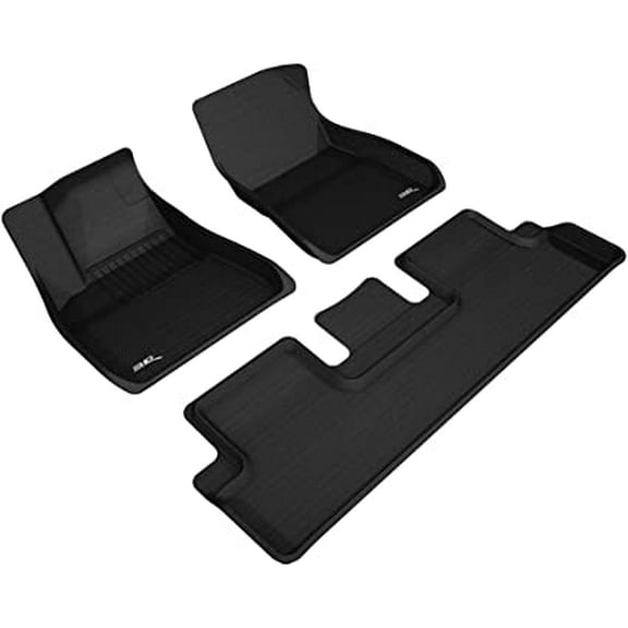 "3D MAXpider All-Weather Custom Fit Floor Liners for Tesla Model Y (5-Seater) 2020 Only, KAGU Series (Complete Set) 1st & 2nd Row, Black"