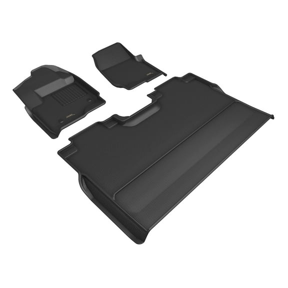 3D MAXpider Kagu Floor Mat (Black) Compatible with Ford F-250/350/450/550 Crew CAB 2017-2024 Bucket Seats - Full Set (NO Rear Under SEAT Storage)