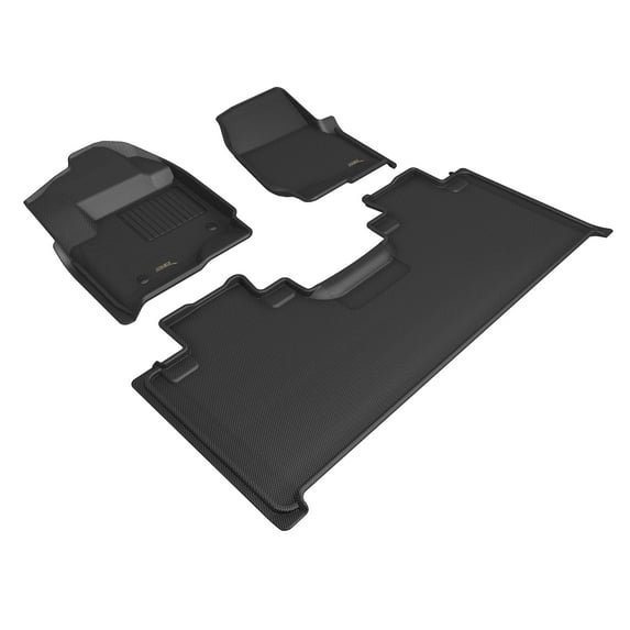 3D MAXpider Custom Fit Kagu Floor Mat (Black) Compatible with Ford F-250/350/450/550 Supercab 2017-2024 Bench Seat (Vinyl Floor) - Full Set