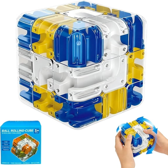 3D MAZE BALL CUBE, EDUCATIONAL MAZE GAME, BUILT-IN ROLLING BALL, DEVELOPS LOGICAL THINKING, DURABLE and STRESS-RELIEVING, IDEAL GIFT for BIRTHDAYS and HOLIDAYS.