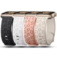thumbnail image 1 of 3D Magic 4 Pack Leopard Engraved Band Compatible with Apple Watch Band 38mm 40mm 44mm 45mm 49mm, Waterproof Cheetah Sport Silicone Wristbands Replacement for iWatch Series 8 7 6 5 4 3 2 SE for Women, 1 of 6