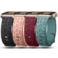 thumbnail image 1 of 3D Magic 4 Pack Leopard Engraved Band Compatible with Apple Watch Band 38mm 40mm 44mm 45mm 49mm, Waterproof Cheetah Sport Silicone Wristbands Replacement for iWatch Series 8 7 6 5 4 3 2 SE for Women, 1 of 6