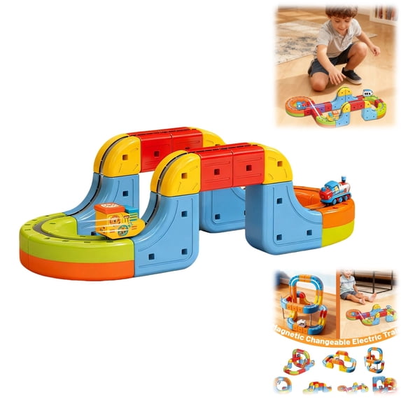 Toy Blocks Track 3D Magic Gravity-Defying Building Toy Train Track Set – Motorized Car ...