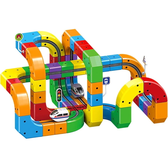 3D Magic Gravity-Defying Building Toys Train Track Set – Motorized Car Building Blocks Track, Electric Train for Boys & Girls Early Learning (123Pcs)