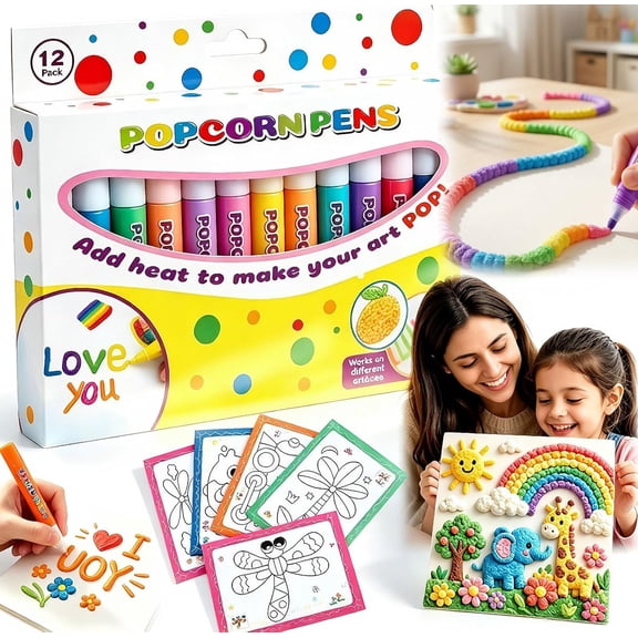 3D Magic Popcorn Markers, Puffy Popcorn Pens, Colorful DIY 3D Puffy Pens for Creative Crafts