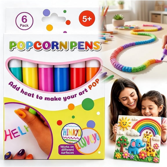 3D Magic Popcorn Markers, Puffy Popcorn Pens, Colorful DIY 3D Puffy Pens for Creative Crafts