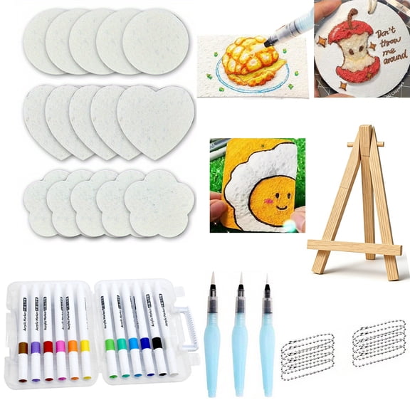 3D Magic Puffy Foam Texture Painting Kit, 3D Drawing DIY Art Set, DIY Drawing Art Educational Craft Sponge Canvas Board for Handicraft Fun(#A*1Set)