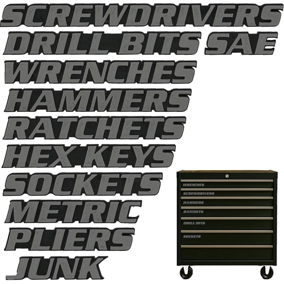 3D Magnetic Toolbox Drawer Labels – 11 Pcs Reusable Tool Box Organization Magnets, Strong Embedded Magnet & Easy-to-Read Printing for Quick Tool Identification