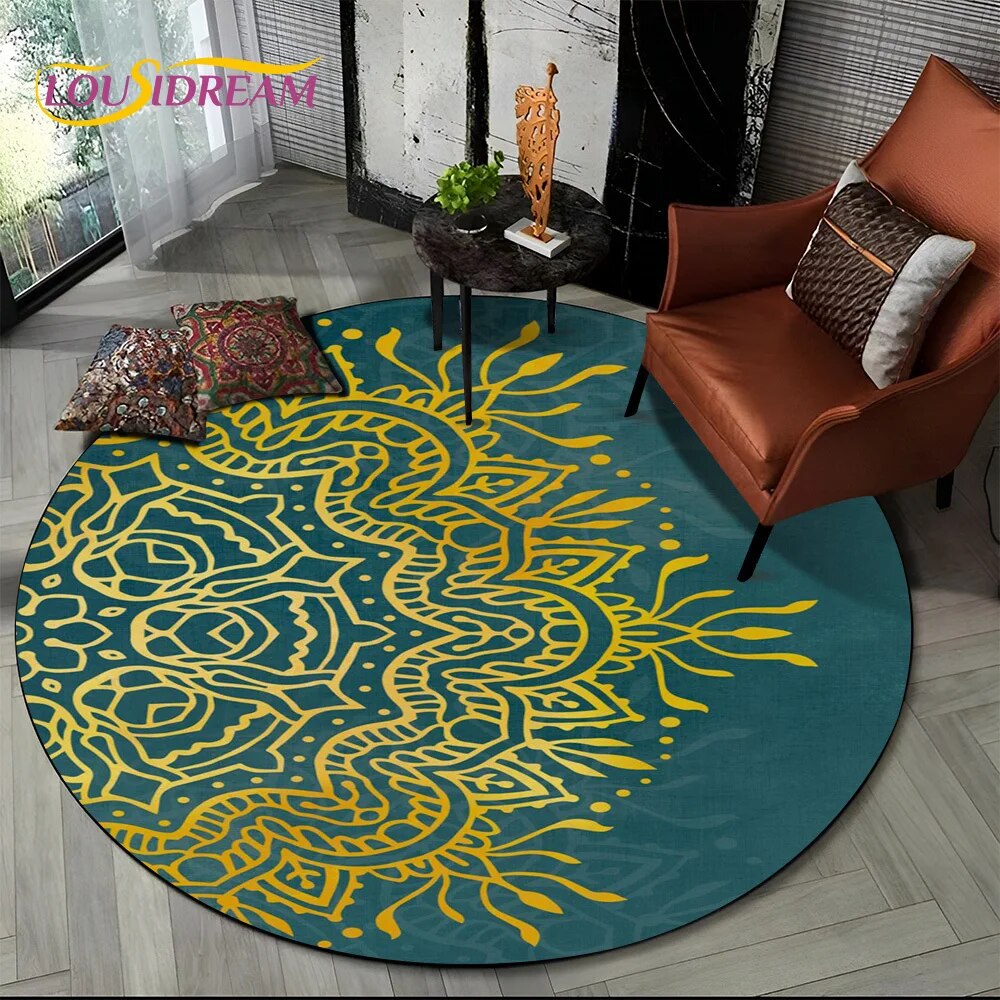 Yoga Round Rug 3D Mandala Meditation nature Spirit Yoga Bohemia Round Carpet Rug for ...