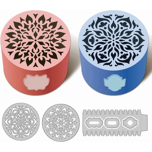 3D Mandala Round Box Cutting Dies for Card Making Frame Dies Carbon Steel Cut Die Border Stencils Scrapbooking Embossing Template for DIY Paper Crafting Gift Box for DIY Mixed Shapes