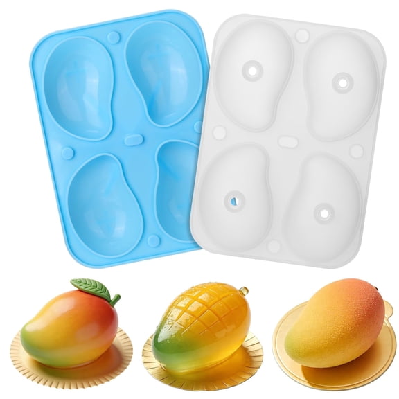 3D Mango Shape Cake Mold - 4 Cavity Fruit Pudding Mango Silicone Molds for Baking Pastry, Ice Cream, Mousse Cake Decoration Mould Supplies
