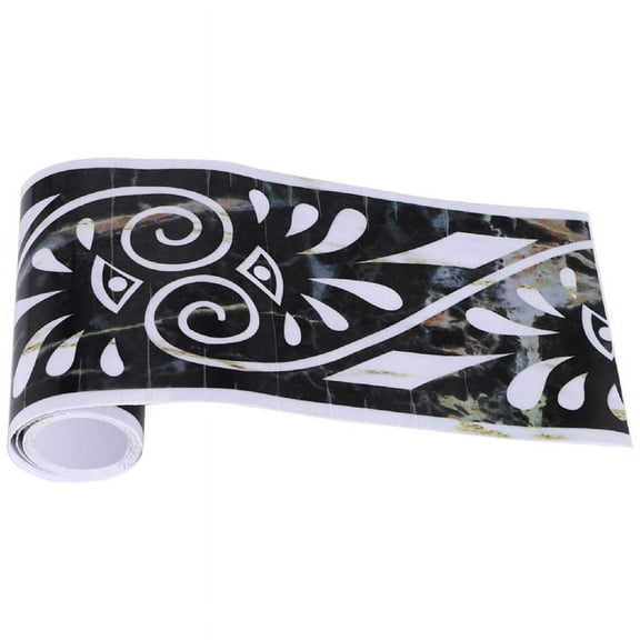 3D Marble Self-Adhesive Greek Pattern Wall Stair Floor Border Tile Sticker Kitchen Bathroom Basin black PVC