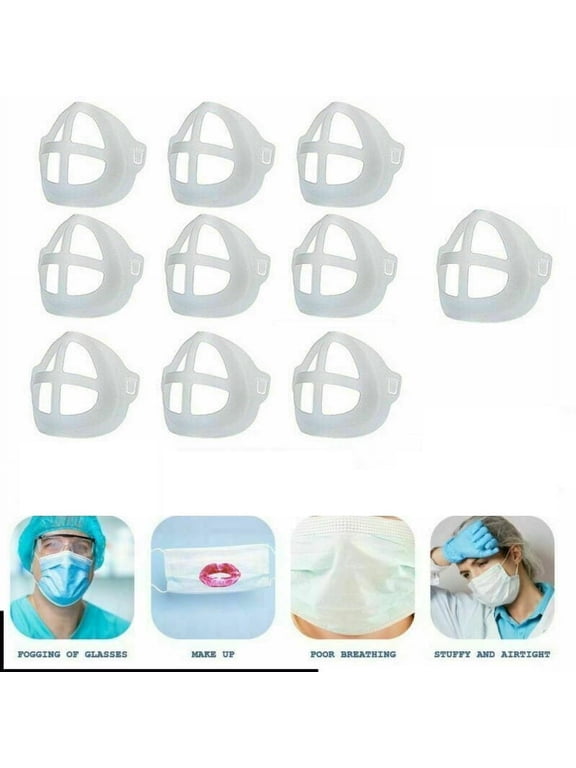 3D Mask Bracket,Internal Support Frame Mask Holder for Increase Breathing Space and Keep Makeup, Reusable Washable Comfortable Face Mask Accessories 10PACK