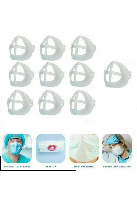 3D Mask Bracket,Internal Support Frame Mask Holder for Increase Breathing Space and Keep Makeup, Reusable Washable Comfortable Face Mask Accessories 10PACK