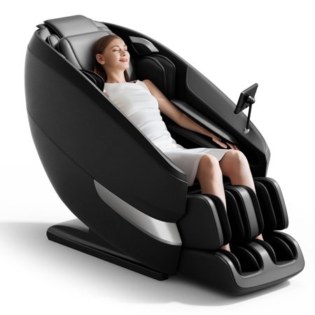 Massage Chair Full Body, Zero Gravity Recliner with Rocking Chair Mode, Dual-core S Track, Lower Back and Calf Heating, Neck Shoulders Massage, Foot Roller, Full Body Airbags Massager (Black)