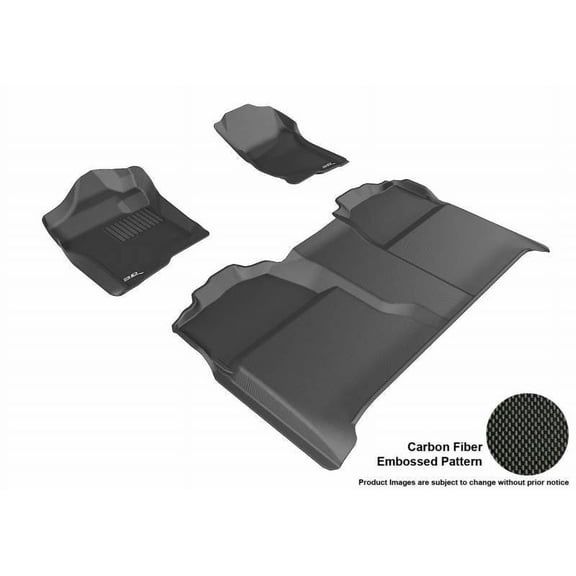 3D Maxpider 2007-2013 Fits Chevrolet Silverado 1500 2500 3500 Crew Cab 1st Row 2nd Row Kagu Carbon Fiber Embossed Pattern Black Floor Mat L1CH04701509