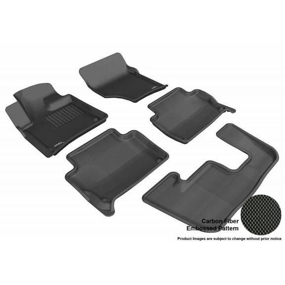 3D Maxpider 2007-2015 Fits Audi Q7 2Nd Row Bench 7 Seat 1st Row 2nd Row 3rd Row Kagu Carbon Fiber Embossed Pattern Black Floor Mat L1AD02601509